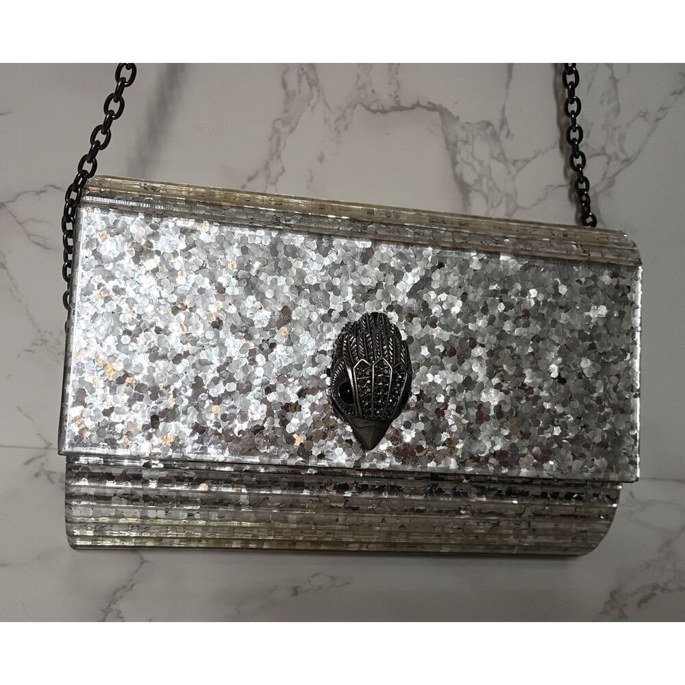 KURT GEIGER LONDON Drench Silver Party Eagle Clutch/Crossbody Bag - NWT